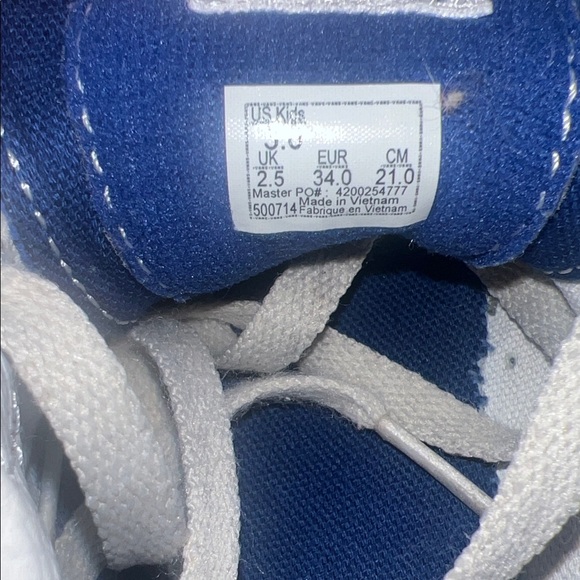 Vans Kids Royal Blue and White Sneakers - Picture 10 of 10